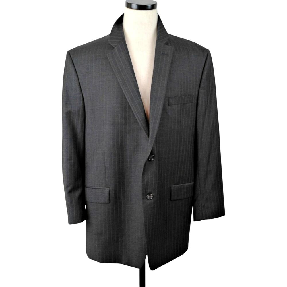 Lauren Ralph Lauren Charcoal Pin Stripe Wool Blazer Suit Jacket 46R
